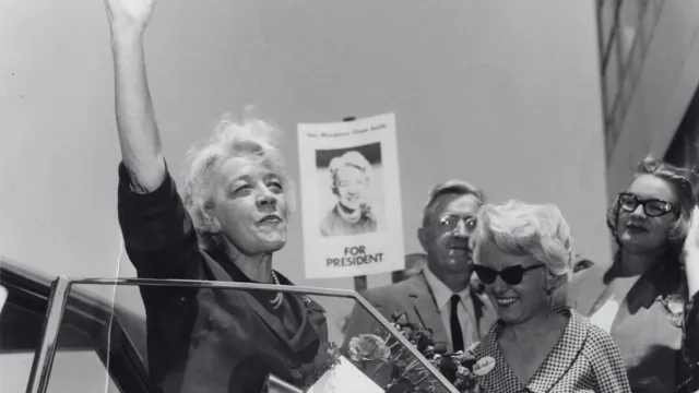 Margaret Chase Smith becomes the first woman to serve in both House and Senate